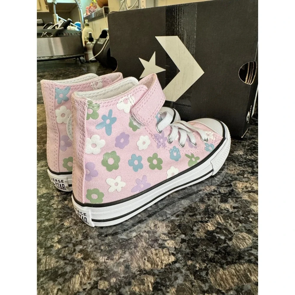 Converse Chuck Taylor All Star 1V Hi Pink Floral Kids Youth Size 12 A17089F